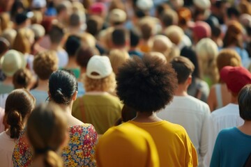 Aufkleber - A large group of people standing together in a crowd. Suitable for various applications