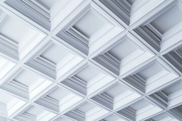Poster - A simple yet elegant image of a white ceiling with a clock. Perfect for illustrating the passage of time or adding a minimalist touch to any project
