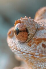Poster - A detailed close-up view of a lizard's eye with a blurred background. Suitable for nature and wildlife-themed projects