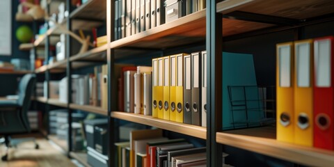 Poster - A bookshelf filled with a wide selection of books. Perfect for educational, literary, or library-themed projects