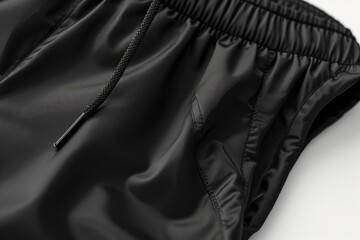 Aufkleber - A detailed view of a pair of black shorts. Versatile and stylish, perfect for any casual outfit