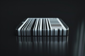 Poster - A close-up view of a cell phone placed on a table. This image can be used to illustrate technology, communication, or workplace themes