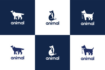 Wall Mural - set dog animal logo design