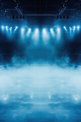 Poster - An empty stage with fog and spotlights. Ideal for theatrical performances or concerts