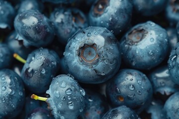Poster - A close-up shot of a bunch of fresh blueberries. Perfect for use in healthy eating and food-related projects