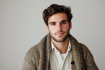 Aufkleber - A man wearing a sweater and a scarf. Suitable for winter fashion or cold weather concepts