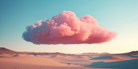 Poster - A beautiful pink cloud stands out in the vast desert landscape. Perfect for travel or nature-themed projects