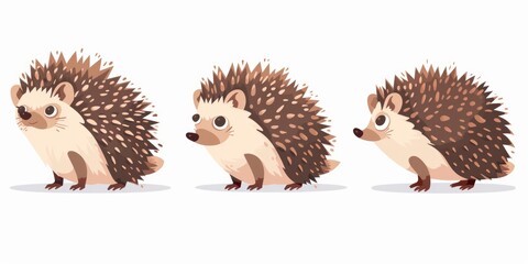 Poster - Three hedgehogs standing in a row. Suitable for nature or animal-themed designs