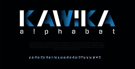 Wall Mural - Kawika Modern abstract digital alphabet font. Minimal technology typography, Creative urban sport fashion futuristic font and with numbers. vector illustration