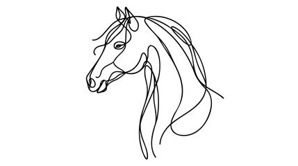 Wall Mural - Horse head Continuous one line drawing art. Horse for logo, card, banner, poster, flyer - Editable line Vector