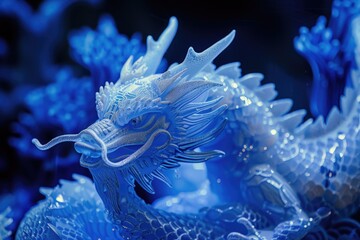 Poster - A close up view of a dragon statue. Perfect for fantasy or mythical themed designs