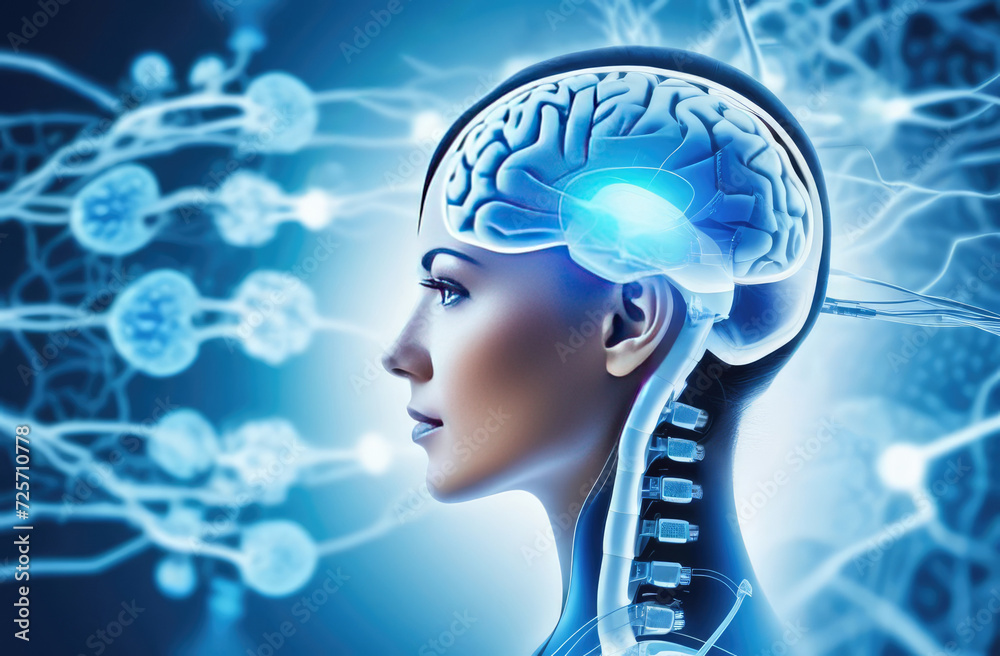 Stock-Illustration „Brain in humanoid robot. Concept of artificial ...