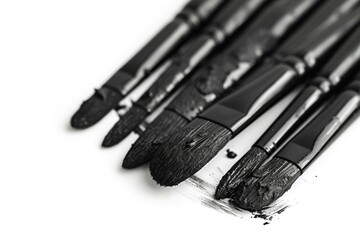 Poster - A close-up view of a bunch of paint brushes. This image can be used to depict creativity, art supplies, or a painter's workspace