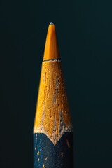 Poster - A close-up view of a yellow and blue pencil. This image can be used for various purposes