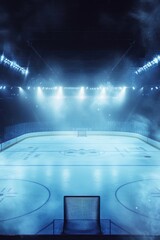Poster - A hockey rink with a goalie in the middle. Suitable for sports-themed designs and promotional materials