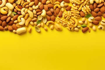 Wall Mural - Mix of different types of nuts and dried fruit, healthy food concept. Generative Ai.