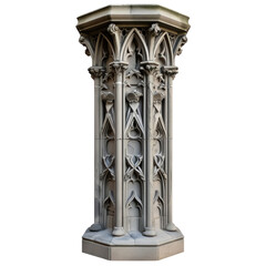 Wall Mural - Antique Gothic Column. beautifully ornate gothic pillar. fantasy element. isolated on white background or transparent background. png cutout