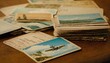 © Hans - A stack of vintage postcards, each one stamped with exotic destinations, on a writing desk