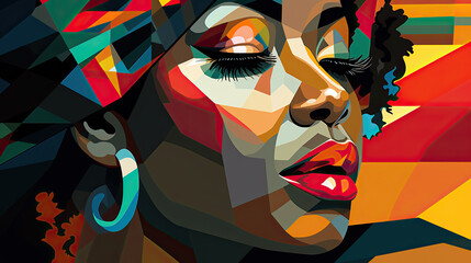 Black history month abstract portrait of a beautiful black woman