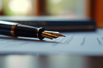 Poster - A fountain pen resting on a piece of paper. Versatile image for use in various contexts