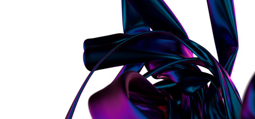 Poster - Ethereal Fluidity: Abstract 3D Blue Wave Illustration with a Dreamlike Quality