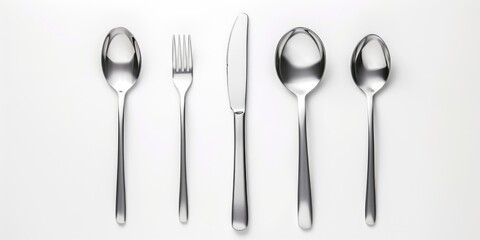 Aufkleber - A set of silverware including a fork, spoon, and knife. Suitable for various dining and culinary concepts