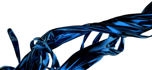 Poster - Aqua Serenity: Abstract 3D Blue Wave Illustration for Tranquil Designs