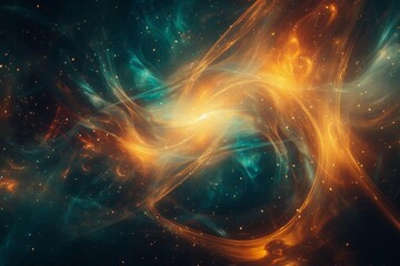 Wall Mural - an abstract cosmic concept with intertwining light and dark energy streams