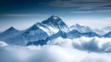 Top Of Mount Everest In The Himalayan Mountains (Generative AI).