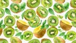 kiwi fruit watercolor vector seamless pattern print for apparel accessories wrapping paper wallpaper banners for juice cafes summer time posters all kiwi