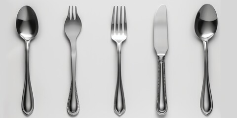 Aufkleber - A set of silverware including a fork, knife, and spoon. Perfect for dining and kitchen concepts