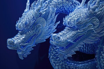 Poster - A close-up shot of a dragon statue. Perfect for fantasy or mythology-themed projects