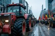 Farmers and hauliers demonstrate against subsidy cuts and tax increases. The demonstrators have come to the event in tractors and trucks.