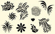 © pixel.99 - Abstract floral ornate decor silhouette elements clipart ornamental decorative flower leaf set vector design