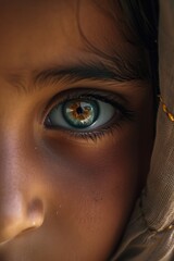 Poster - A close up of a person's eye with a delicate veil. Perfect for adding a touch of mystery and elegance to your designs