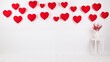 Walentynkowe jasne tło - szablon w serca. Grafika na baner o miłości dla zakochanych. Czerwone tło - kocham Cię na 14 lutego