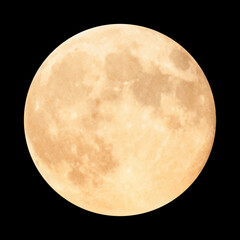 Wall Mural - full orange moon isolated on black night background