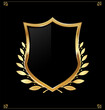 © totallyout - Black and gold shield with laurel wreath vector illustration