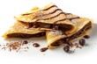 french crepe filled with chocolate on a white background