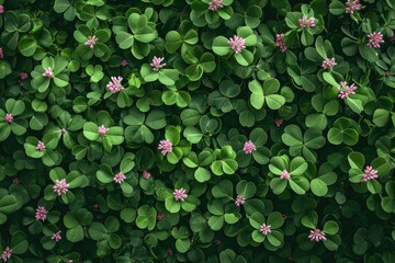 Clover plant flower texture green background. Generative AI