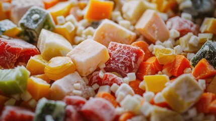 Poster - A close up view of a mixture of fruit and vegetables. Perfect for healthy eating and nutrition concepts