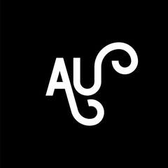 AU letter logo design on black background. AU creative initials letter logo concept. au letter design. AU white letter design on black background. A U, a u logo