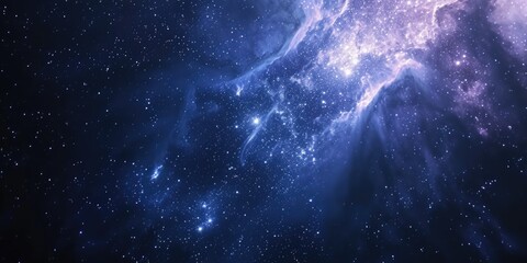 Poster - A captivating image of a blue and purple galaxy with stars in the background. Perfect for space and astronomy enthusiasts