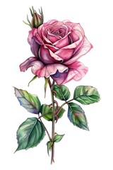 Wall Mural - Rose flower tattoo pattern on white background