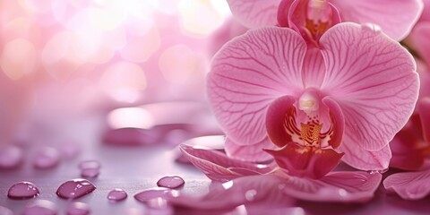 Sticker - A close-up view of a pink flower on a table. This image can be used for various purposes