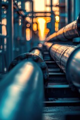 Poster - A group of pipes that are connected to each other. Can be used to represent plumbing, industrial processes, or interconnected systems