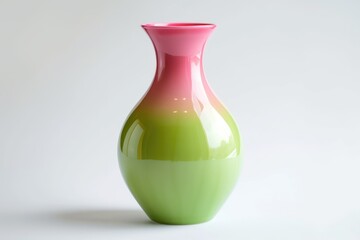 Aufkleber - A green and pink vase sitting on a white surface. Perfect for home decor or floral arrangements