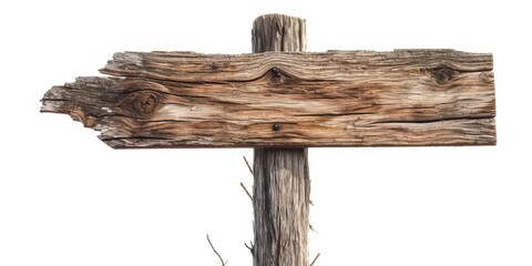 Aufkleber - A wooden sign on a pole against a clean white background. Versatile and suitable for various uses