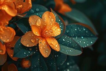 Poster - A detailed view of a flower with glistening water droplets. Perfect for adding a touch of freshness and beauty to any project