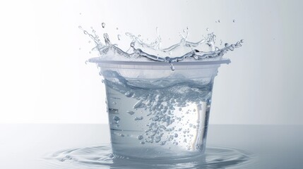  Plastic bucket with water on white background